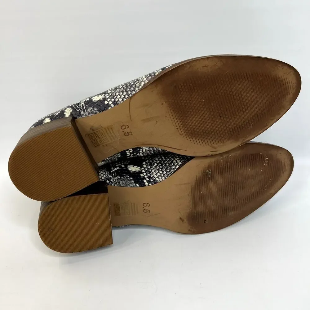 Madewell Carina Chelsea Boot Snake Skin Embossed Leather Sz 6.5 Black Gray AE357